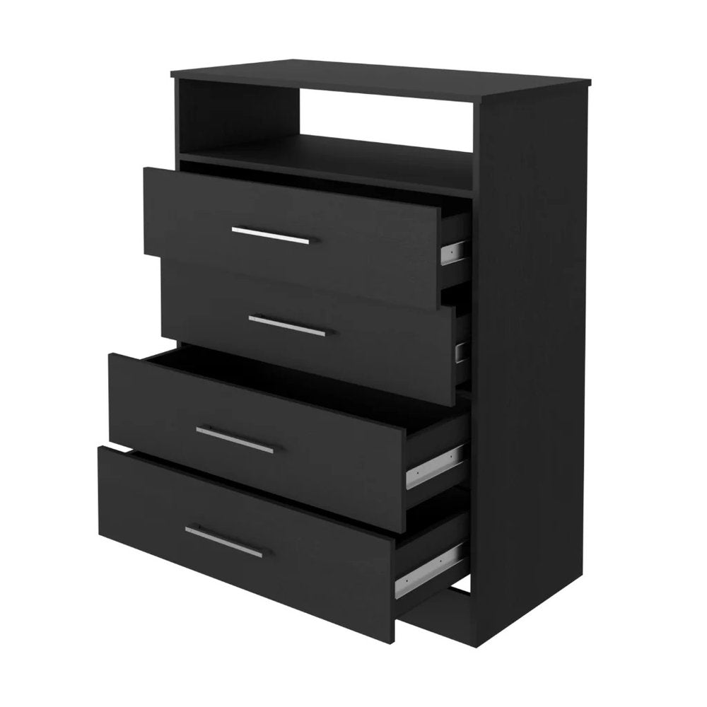 31" Black Wood Four Drawer Dresser HomeRoots