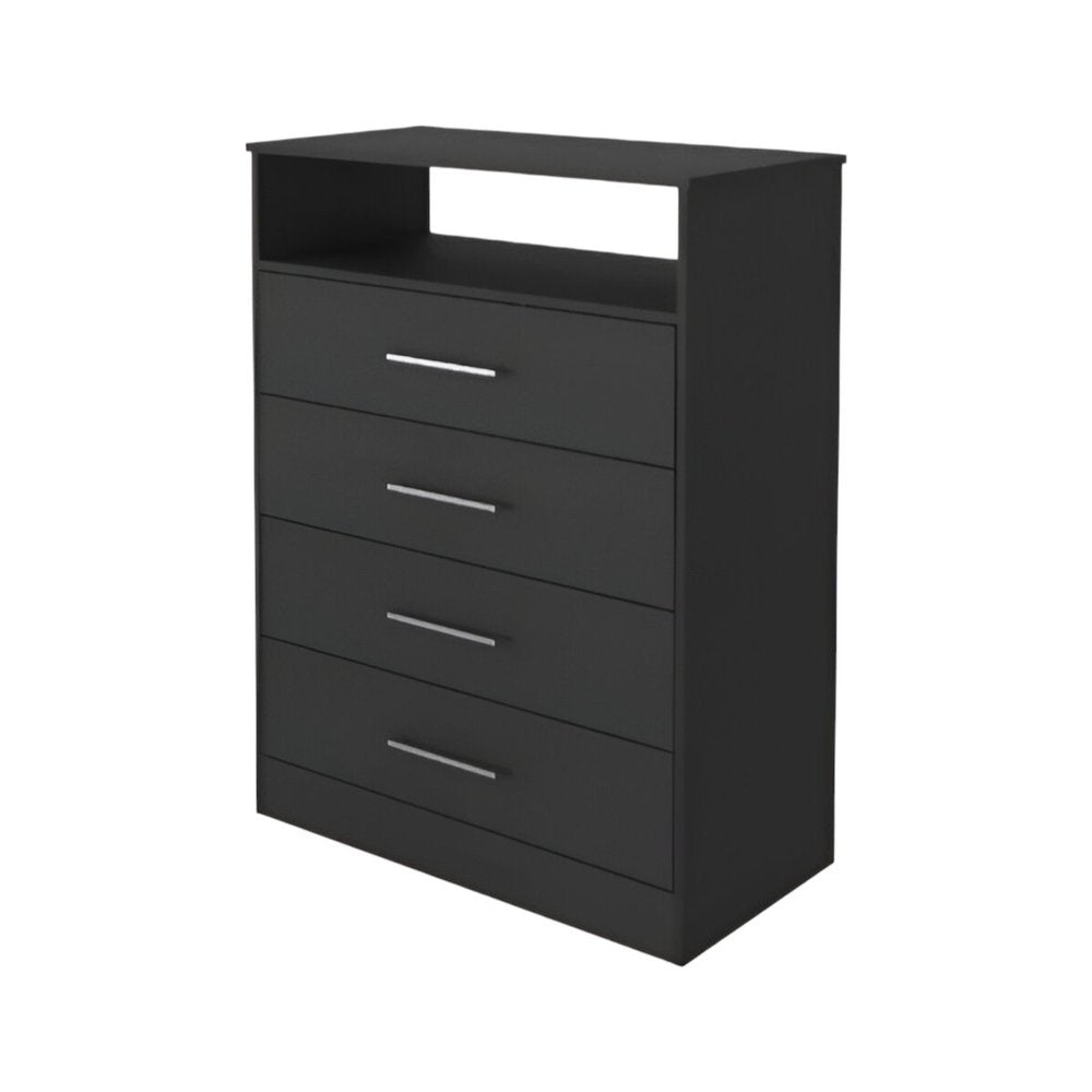 31" Black Wood Four Drawer Dresser HomeRoots