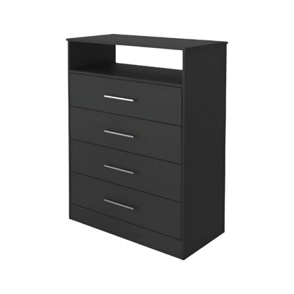 31" Black Wood Four Drawer Dresser HomeRoots