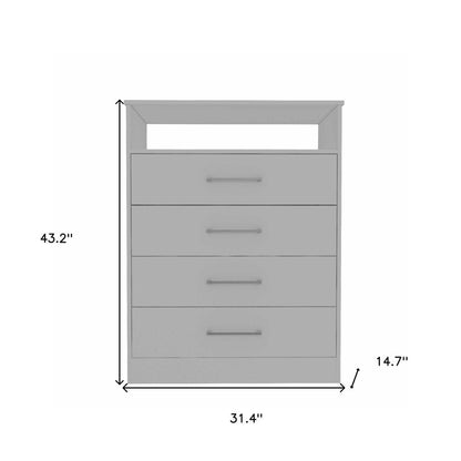 31" White Wood Four Drawer Dresser HomeRoots