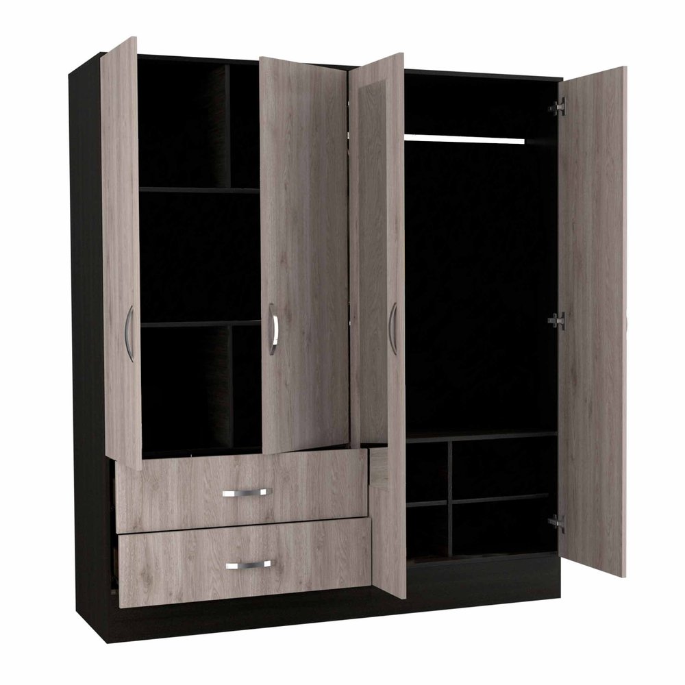 63" Brown And Black Wood Mirrored Two Drawer Dresser HomeRoots