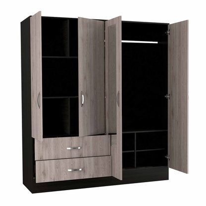 63" Brown And Black Wood Mirrored Two Drawer Dresser HomeRoots