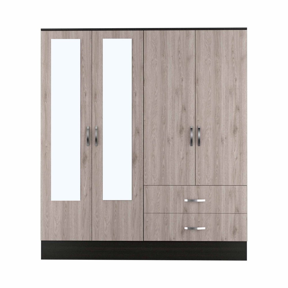 63" Brown And Black Wood Mirrored Two Drawer Dresser HomeRoots