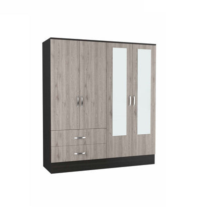 63" Brown And Black Wood Mirrored Two Drawer Dresser HomeRoots