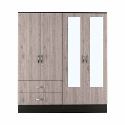 63" Brown And Black Wood Mirrored Two Drawer Dresser HomeRoots