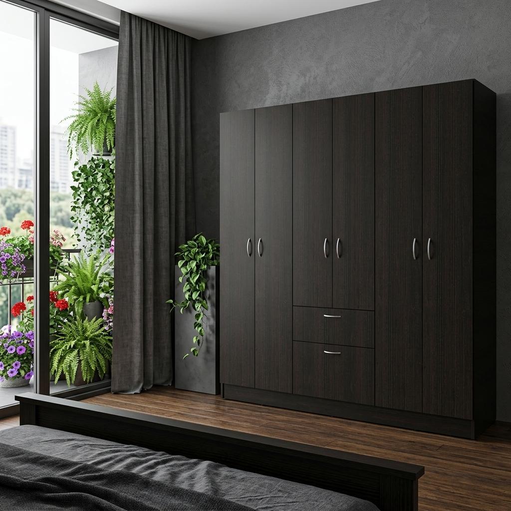71" Black And White Wood Six Door Single Drawer Combo Dresser HomeRoots
