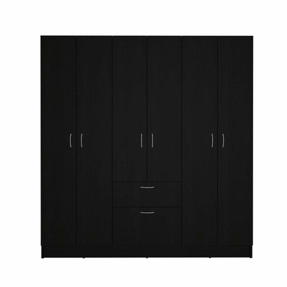 Black and White Tall Six Door Closet Wardrobe Center - FurniFindUSA