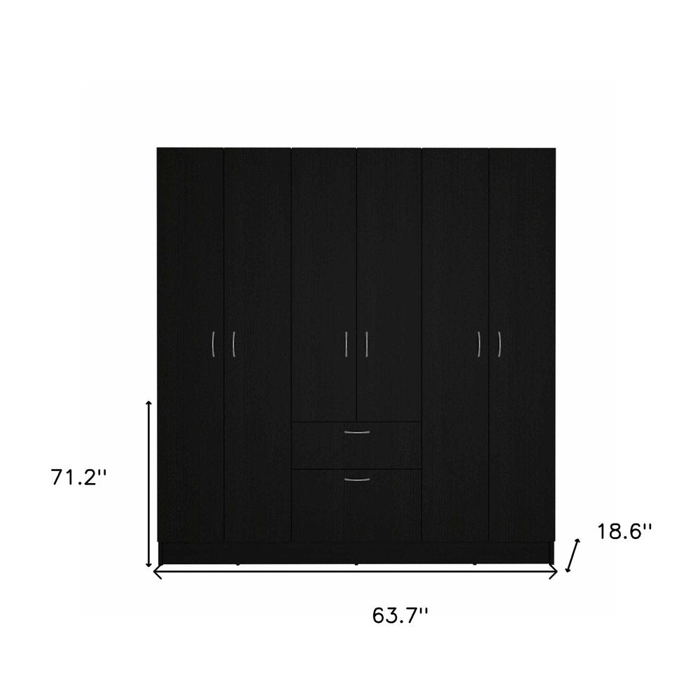 71" Black And White Wood Six Door Single Drawer Combo Dresser HomeRoots