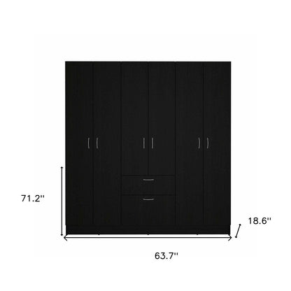 71" Black And White Wood Six Door Single Drawer Combo Dresser HomeRoots