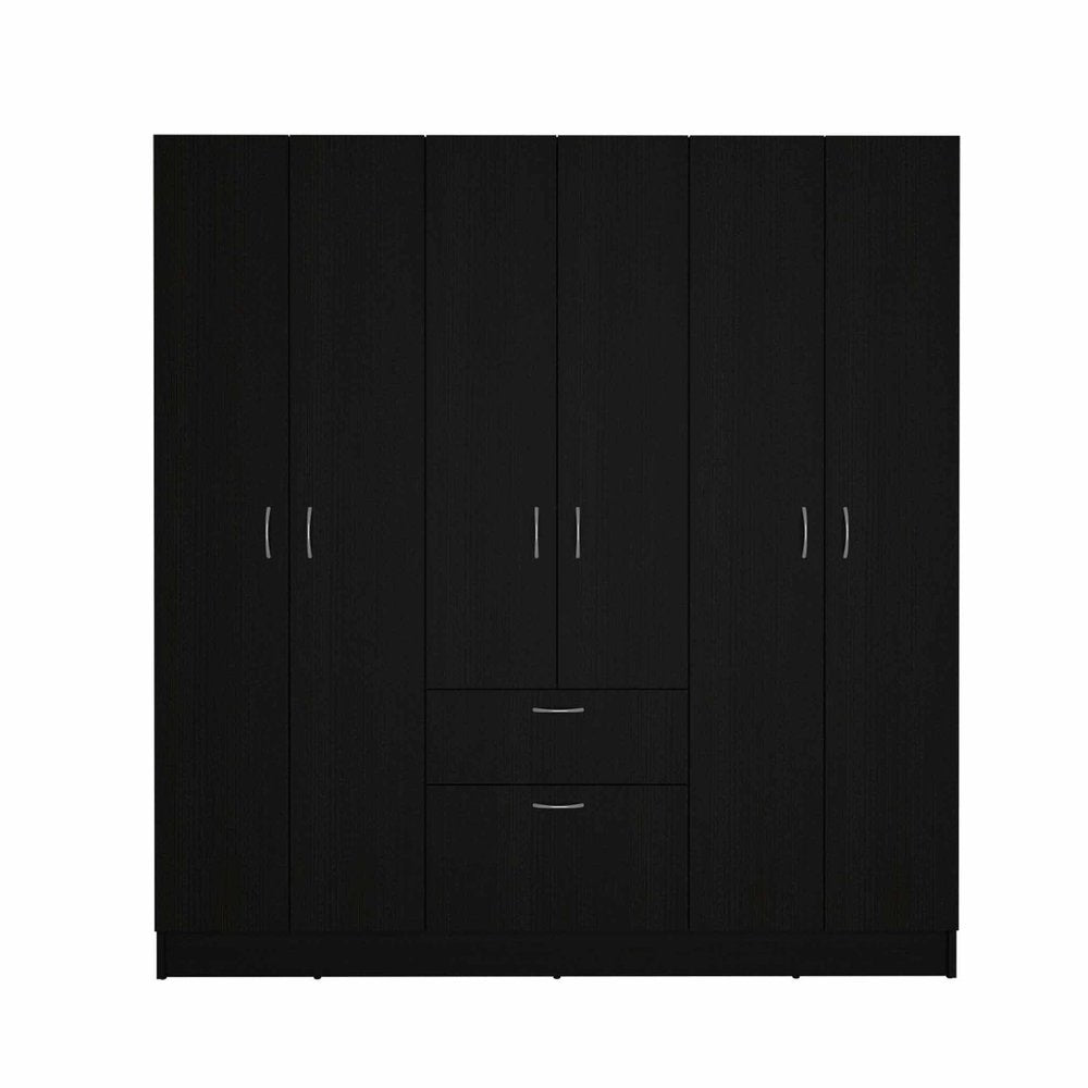 71" Black And White Wood Six Door Single Drawer Combo Dresser HomeRoots