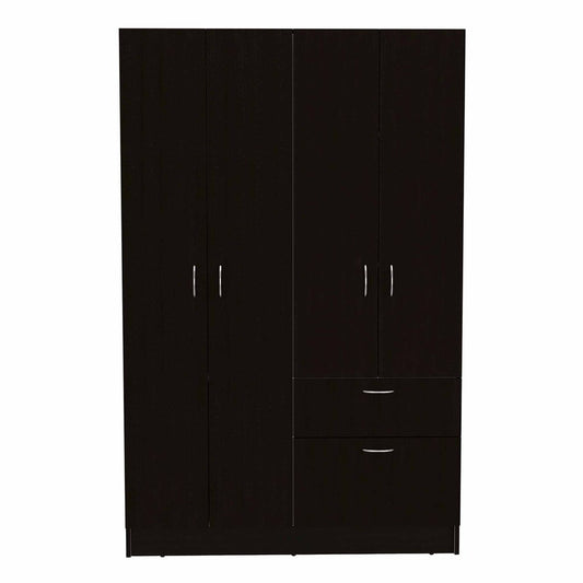 67" Black And White Wood Four Door Single Drawer Combo Dresser HomeRoots