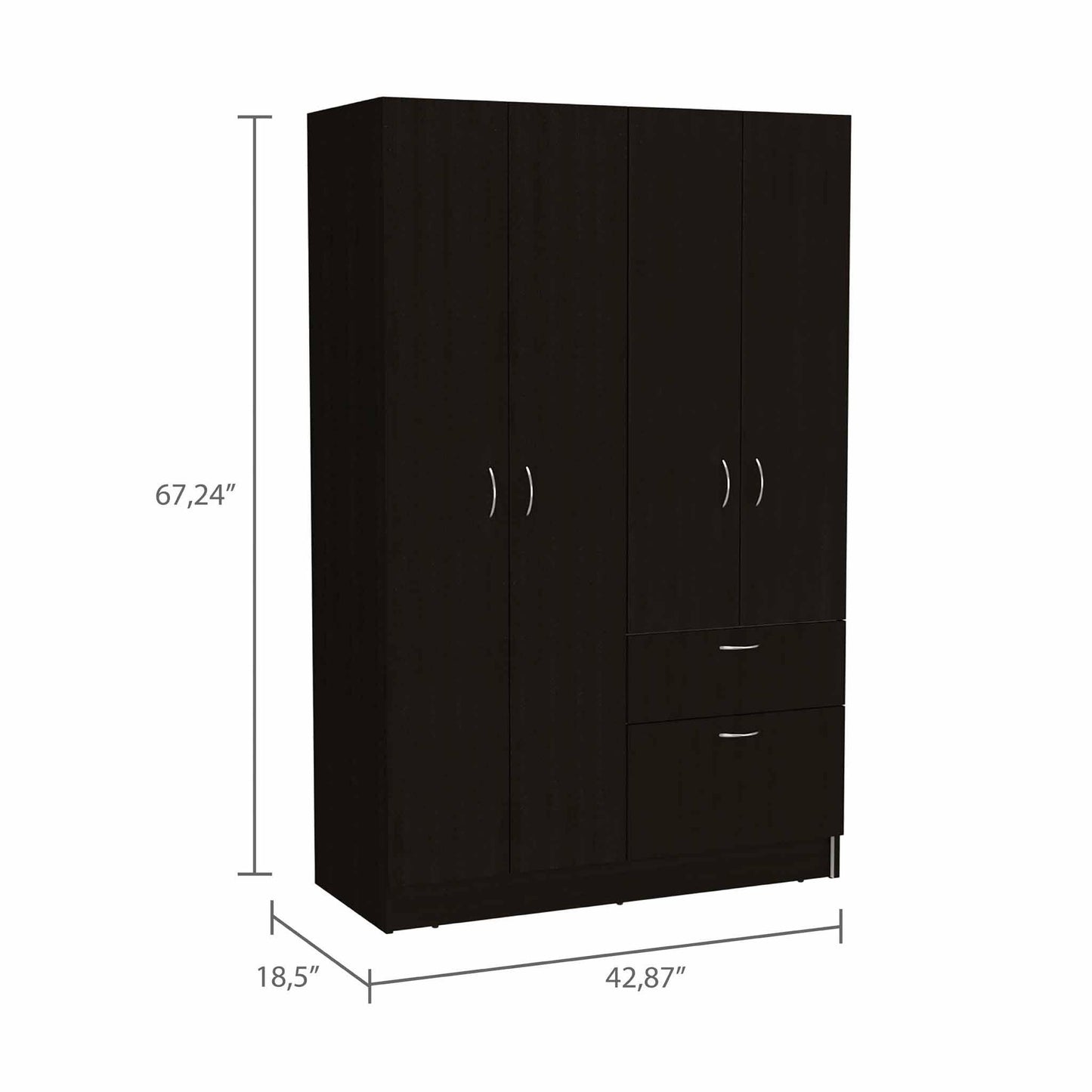 Black and White Tall Four Door Closet - FurniFindUSA