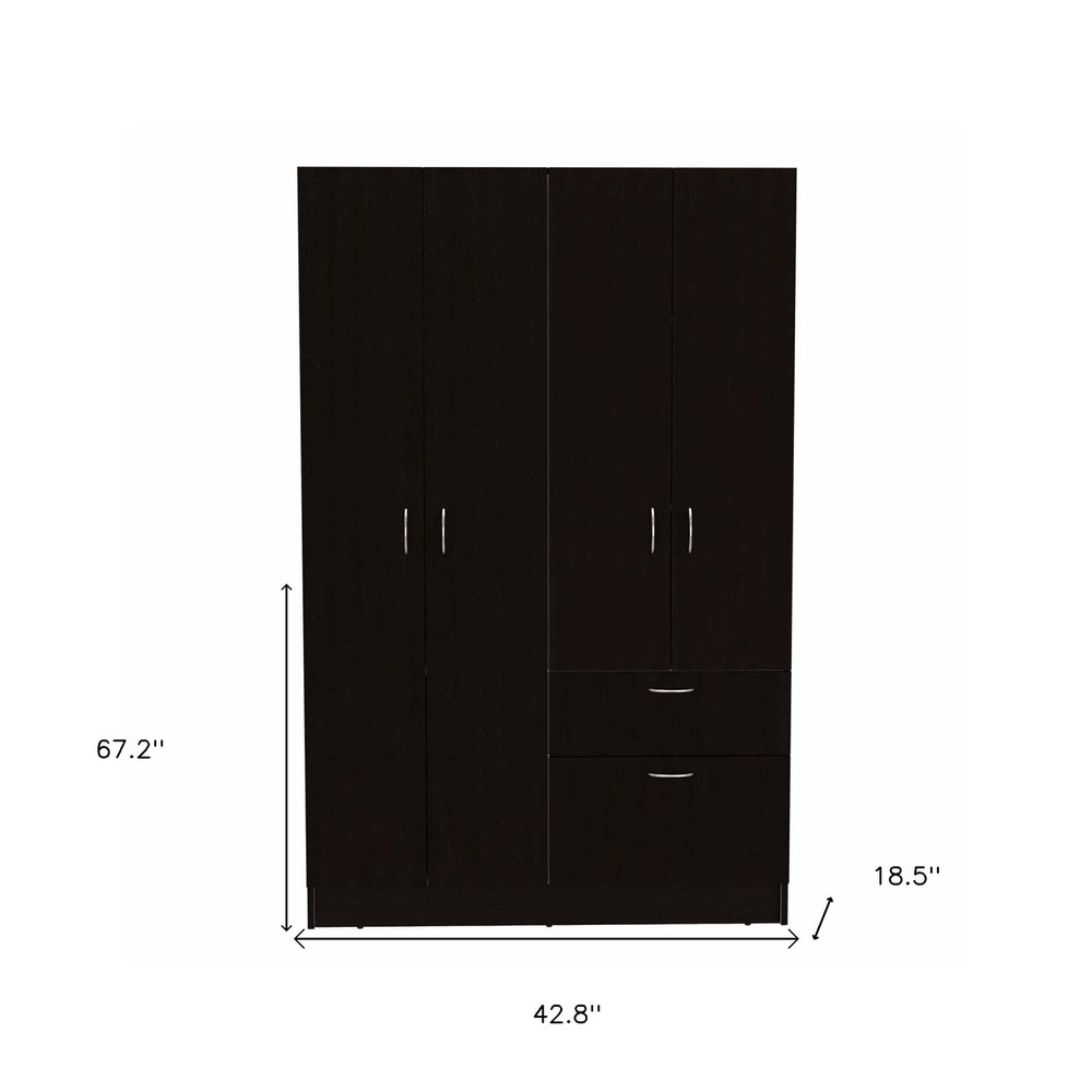 67" Black And White Wood Four Door Single Drawer Combo Dresser HomeRoots