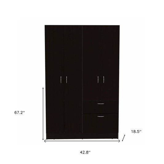 67" Black And White Wood Four Door Single Drawer Combo Dresser HomeRoots