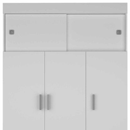 73" White Wood Three Door Two Drawer Combo Dresser HomeRoots