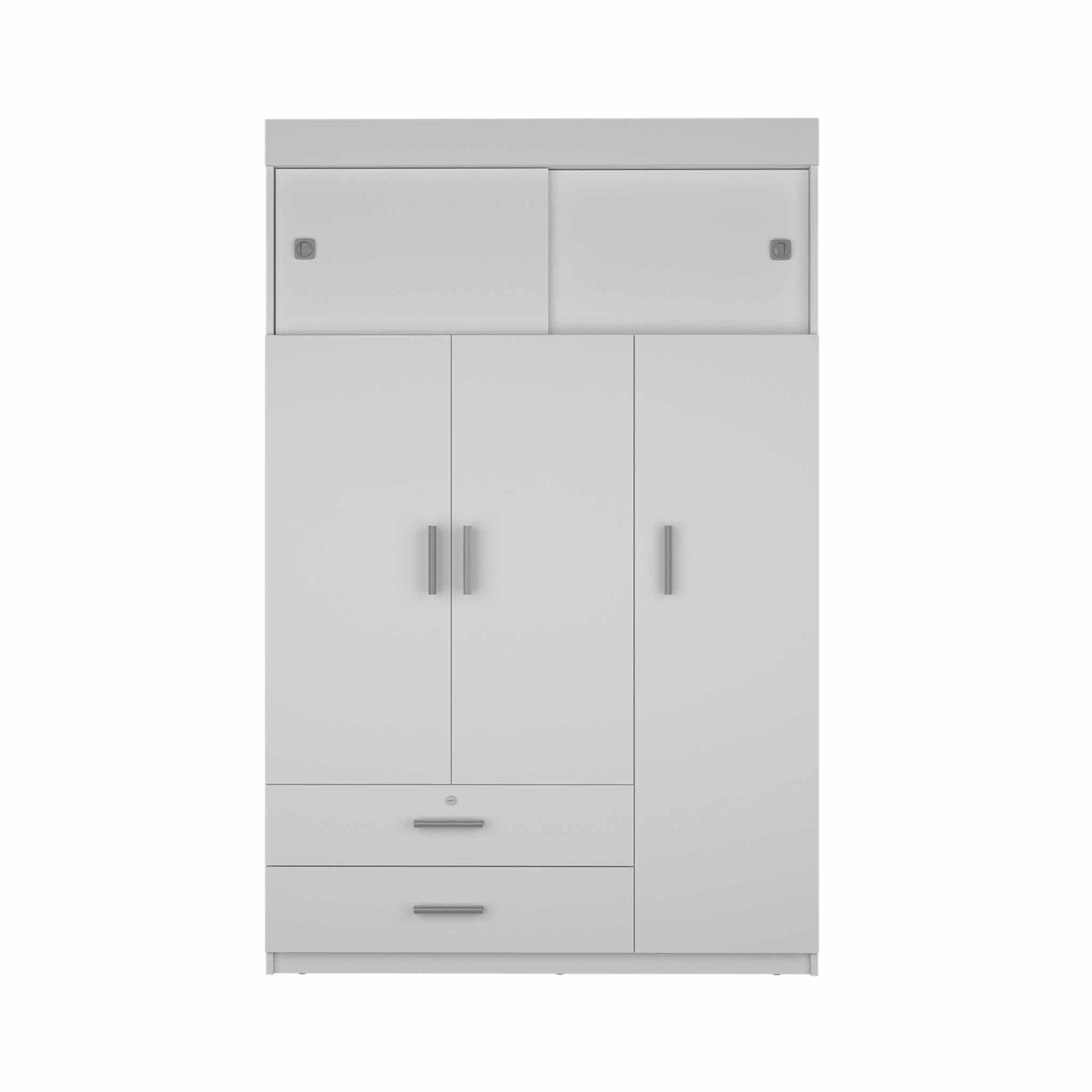 White Tall Three Door Closet with Sliding Doors - FurniFindUSA