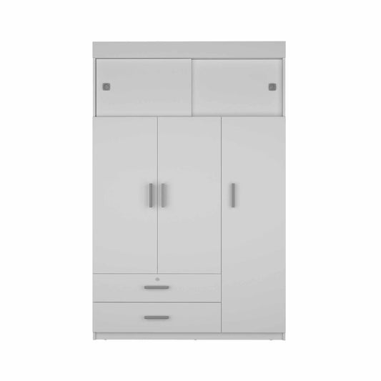 White Tall Three Door Closet with Sliding Doors - FurniFindUSA