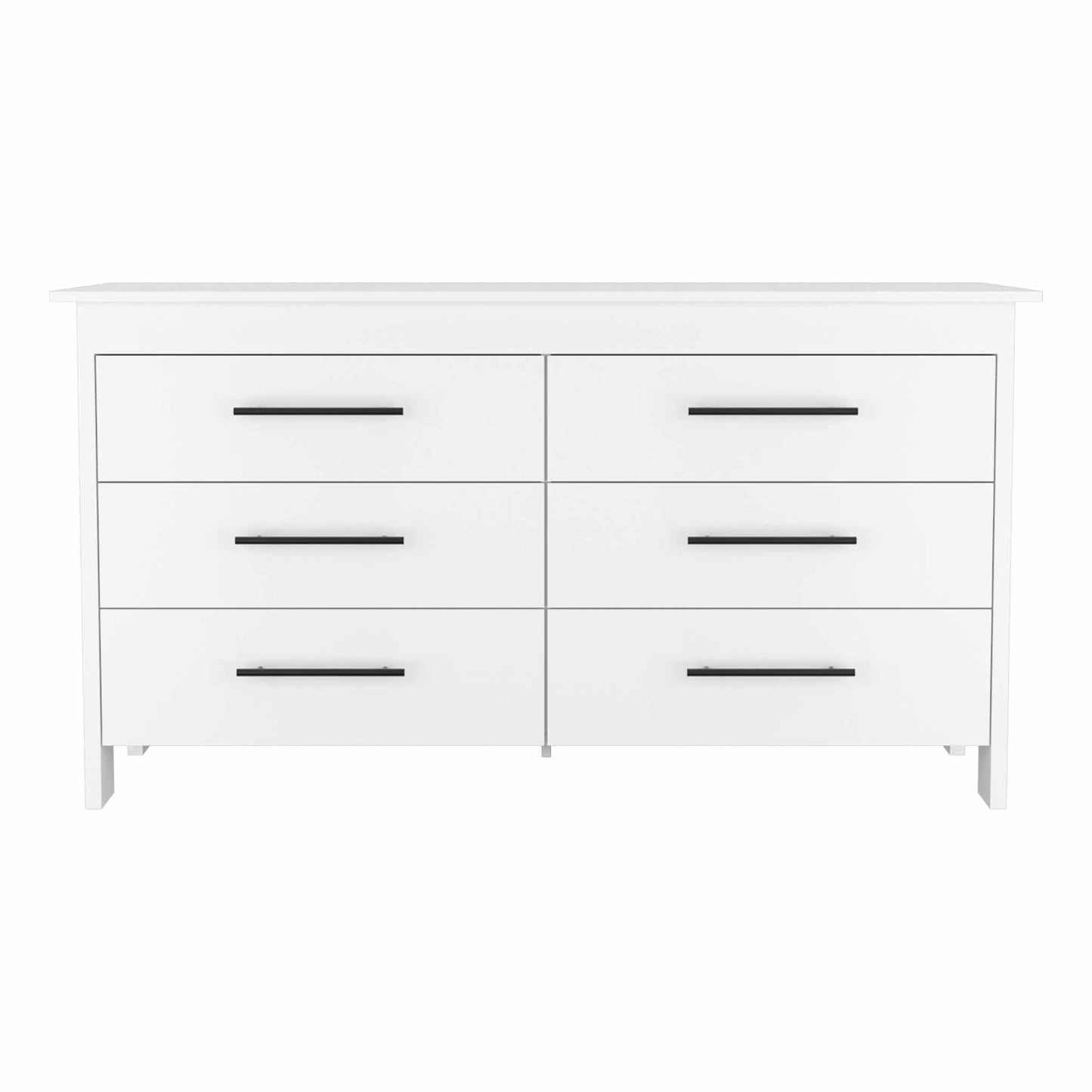 59" White Six Drawer Double Dresser - FurniFindUSA