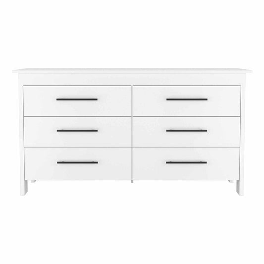 59" White Wood Six Drawer Double Dresser HomeRoots