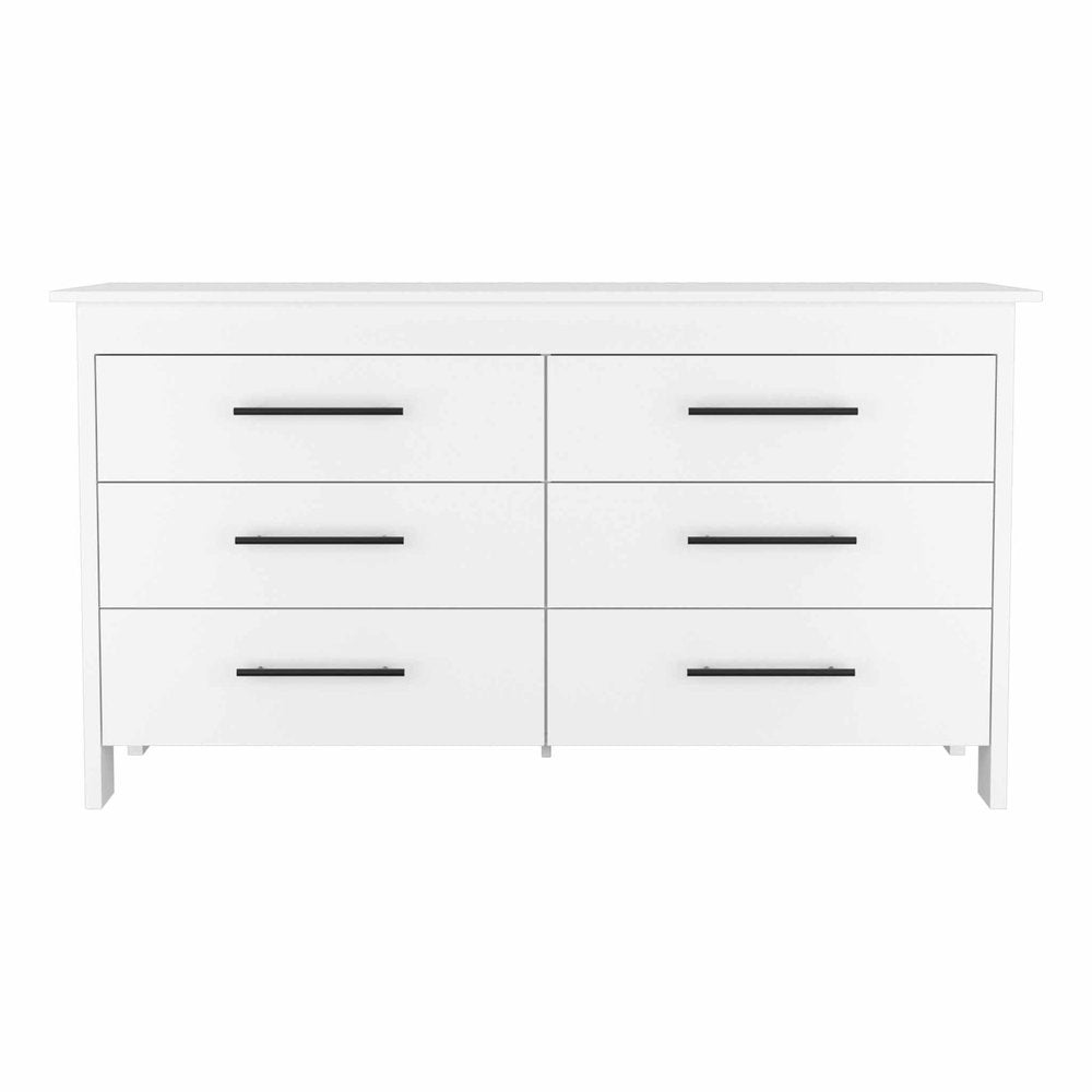 59" White Wood Six Drawer Double Dresser HomeRoots