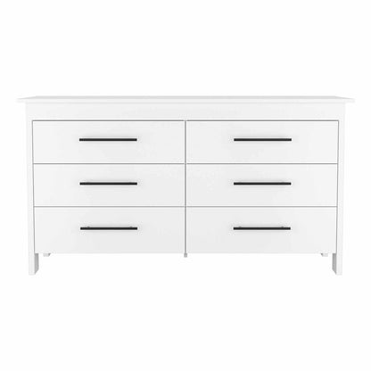 59" White Wood Six Drawer Double Dresser HomeRoots