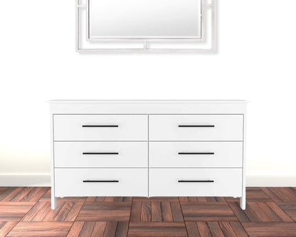 59" White Six Drawer Double Dresser - FurniFindUSA