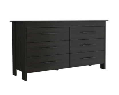 59" Black Wood Six Drawer Double Dresser HomeRoots