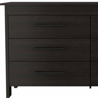 59" Black Wood Six Drawer Double Dresser HomeRoots