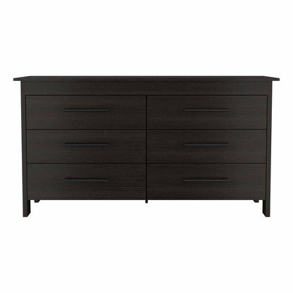 59" Black Wood Six Drawer Double Dresser HomeRoots