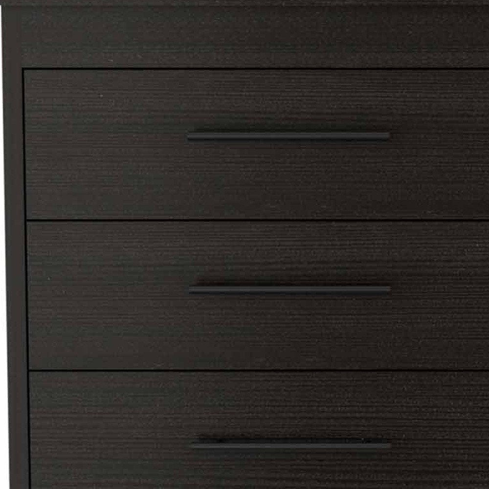 59" Black Wood Six Drawer Double Dresser HomeRoots