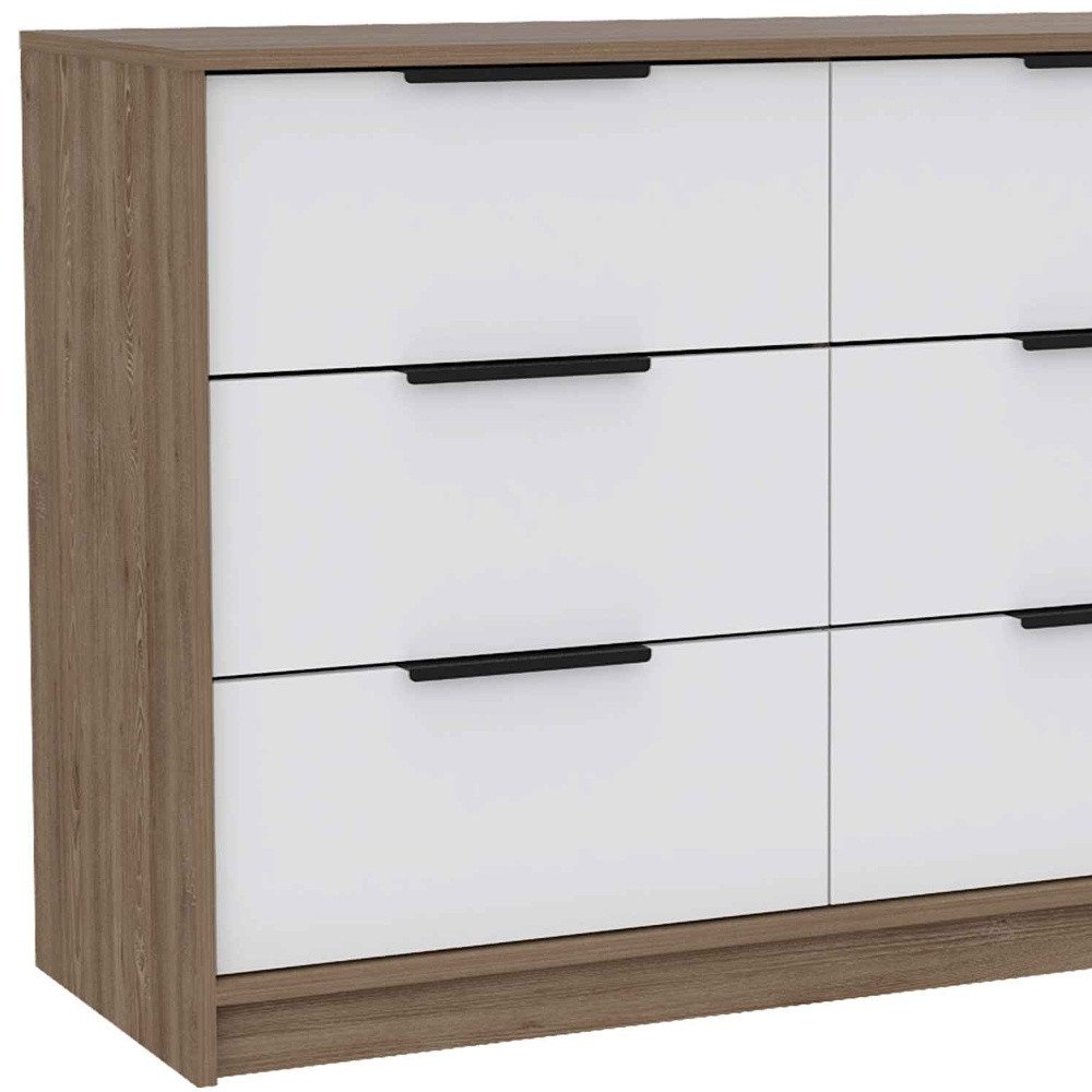 42" Brown And White Wood Four Drawer Dresser HomeRoots