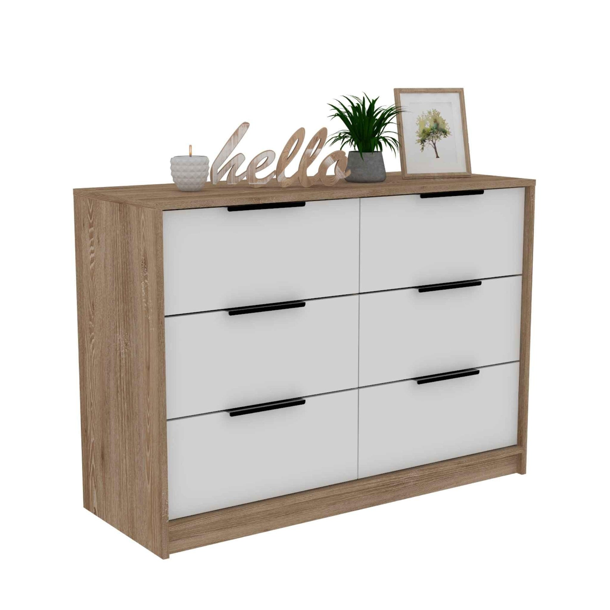 Modern Rustic White and Natural Dresser - FurniFindUSA