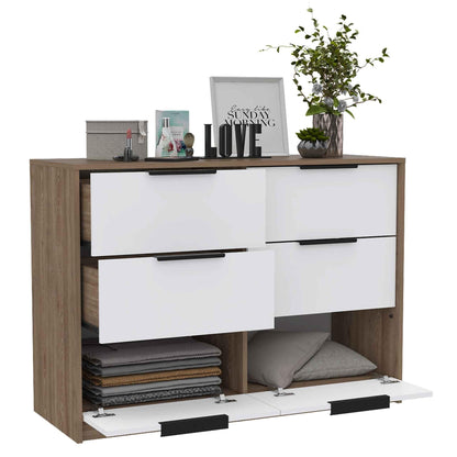 Modern Rustic White and Natural Dresser - FurniFindUSA