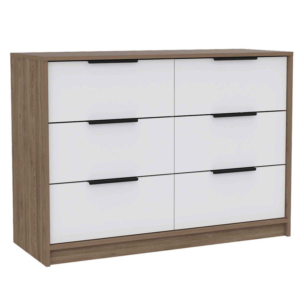 42" Brown And White Wood Four Drawer Dresser HomeRoots