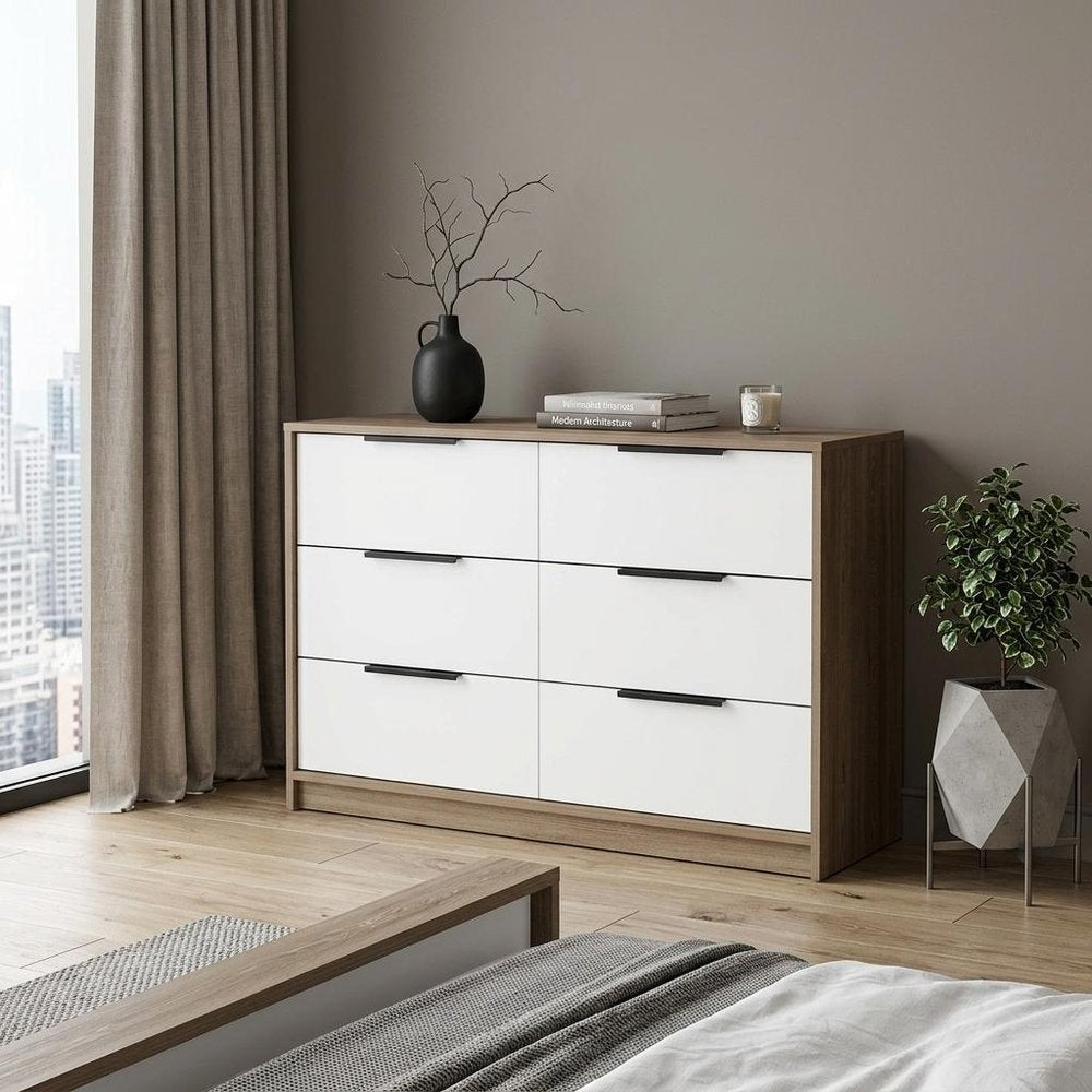 42" Brown And White Wood Four Drawer Dresser HomeRoots