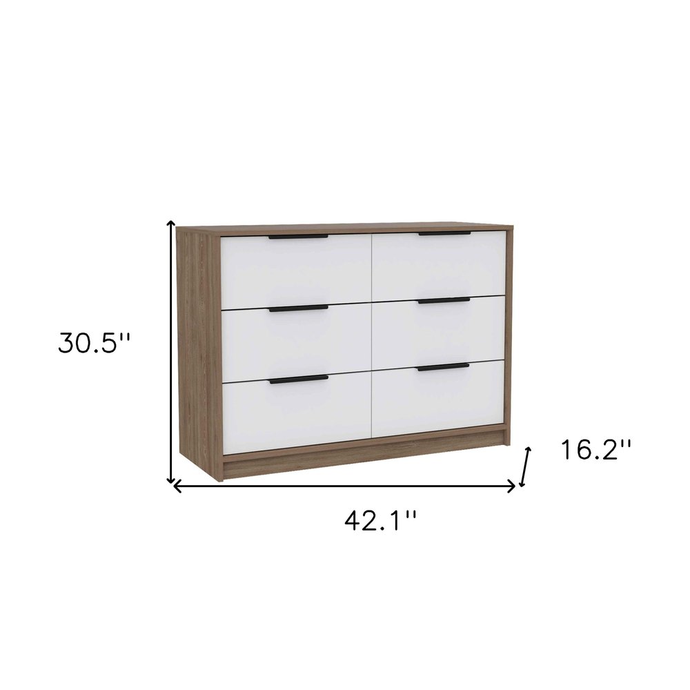 42" Brown And White Wood Four Drawer Dresser HomeRoots