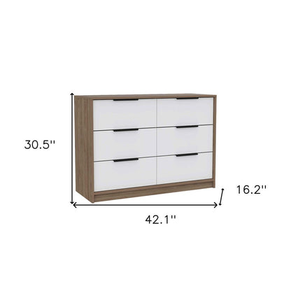 42" Brown And White Wood Four Drawer Dresser HomeRoots