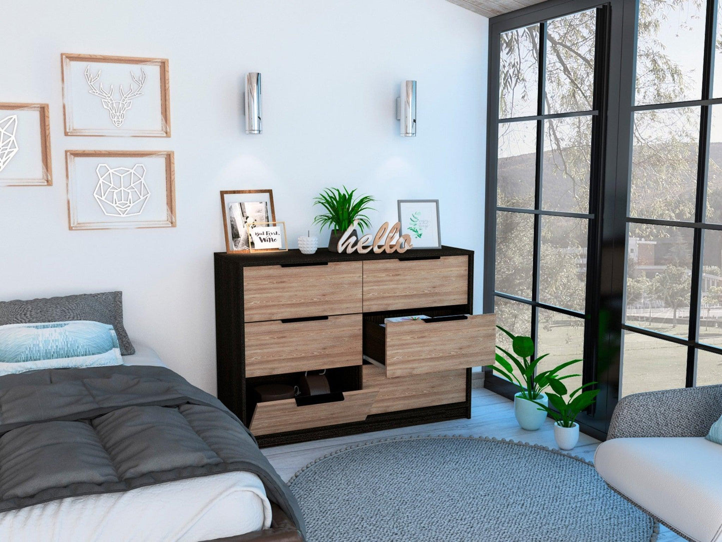 Modern Rustic Black and Natural Dresser - FurniFindUSA