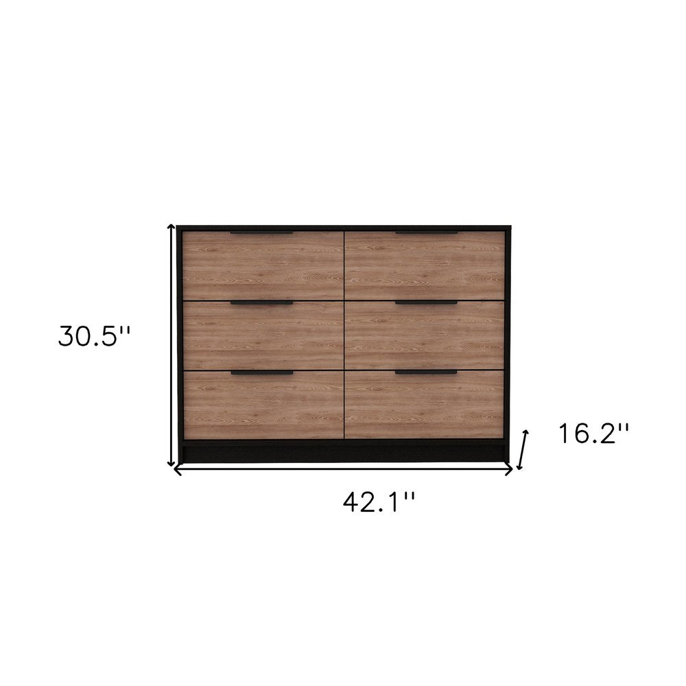 42" Brown And Black Wood Four Drawer Dresser HomeRoots