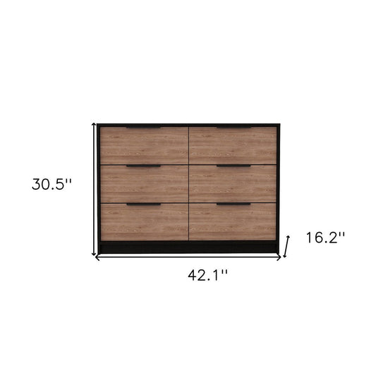 42" Brown And Black Wood Four Drawer Dresser HomeRoots