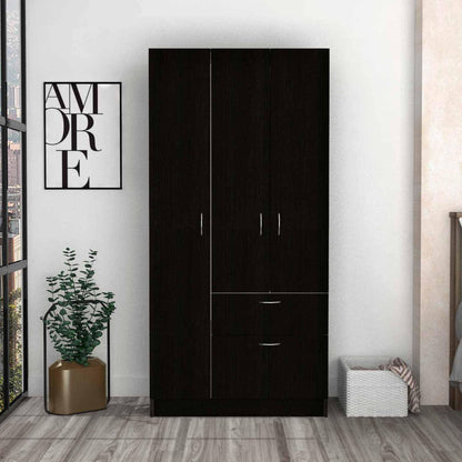 Black and White Three Door Armoire - FurniFindUSA