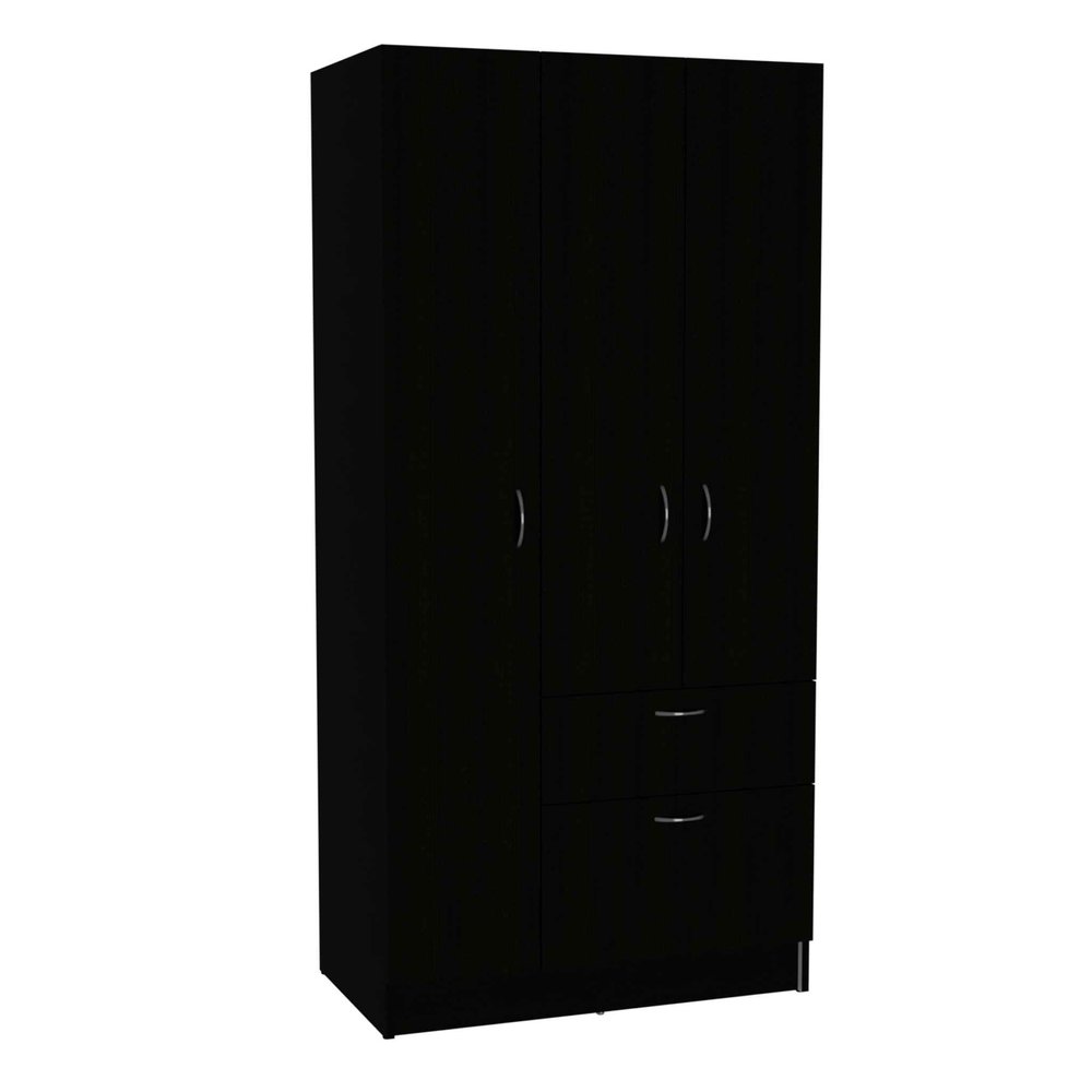 67" Black And White Wood Three Door Single Drawer Combo Dresser HomeRoots