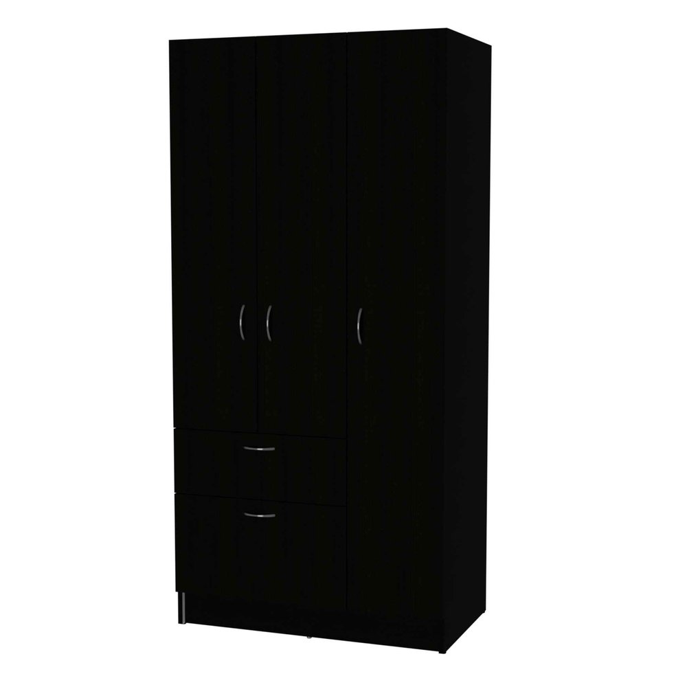 67" Black And White Wood Three Door Single Drawer Combo Dresser HomeRoots
