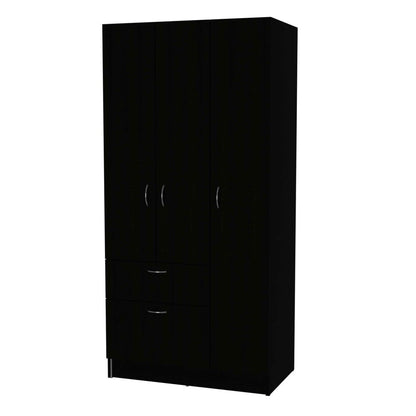 67" Black And White Wood Three Door Single Drawer Combo Dresser HomeRoots
