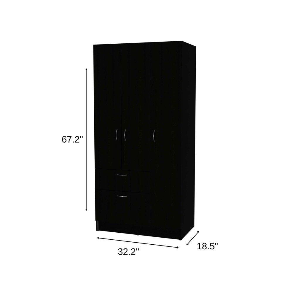 67" Black And White Wood Three Door Single Drawer Combo Dresser HomeRoots