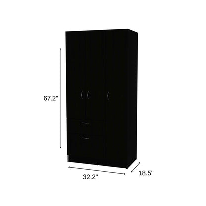 67" Black And White Wood Three Door Single Drawer Combo Dresser HomeRoots