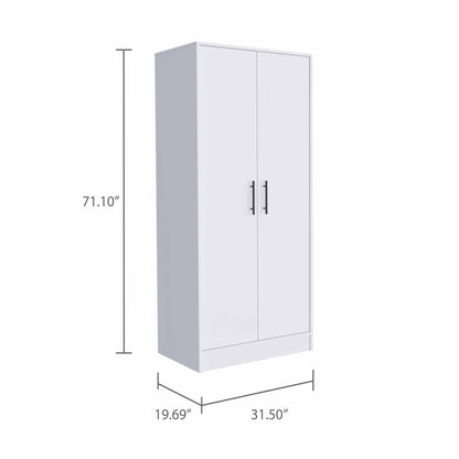 71" White Tall Two Door Closet - FurniFindUSA