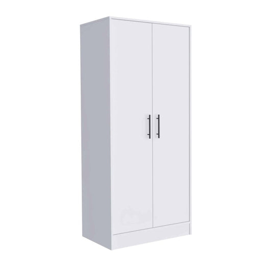 71" White Wood And Metal Two Door Single Drawer Combo Dresser