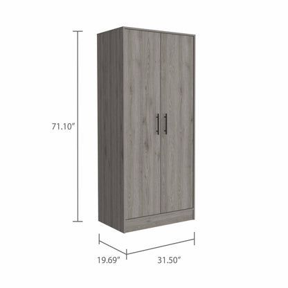 71" Light Gray Tall Two Door Closet - FurniFindUSA