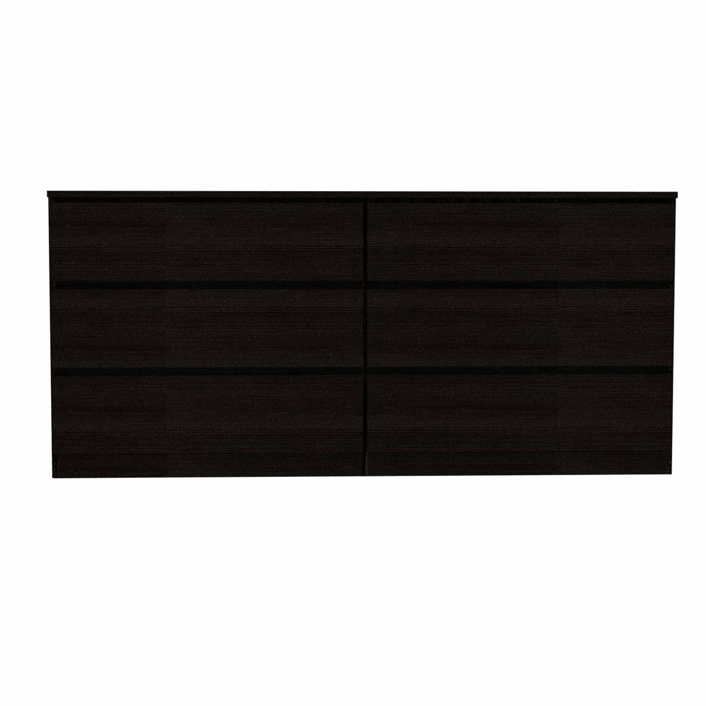 60" Black Six Drawer Double Dresser - FurniFindUSA